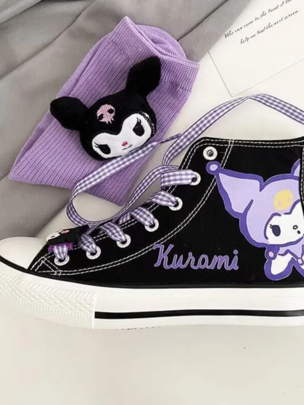 {NEW} Women's Kuromi Canvas Hightop Sneakers Size 8
